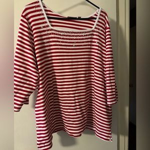 QUACKER FACTORY 3X Red White Stripe Top ECU